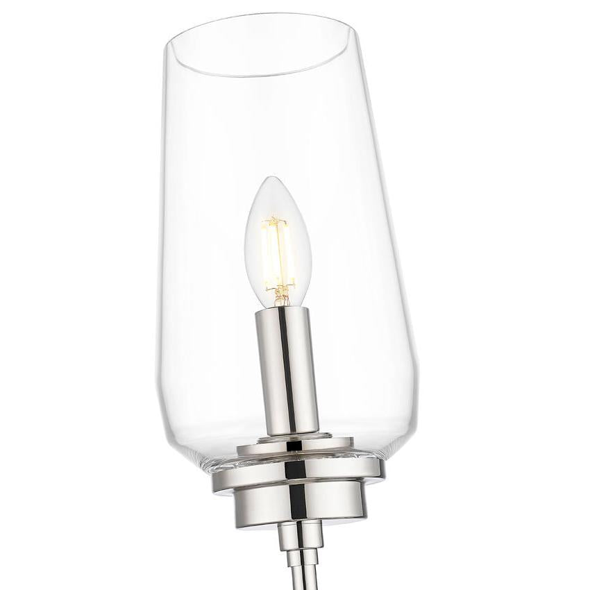Z-Lite Clara 6" 1-Light Polished Nickel Steel Frame Clear Glass Shade Wall Sconce