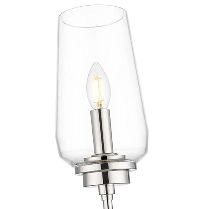 Z-Lite Clara 6" 1-Light Polished Nickel Steel Frame Clear Glass Shade Wall Sconce