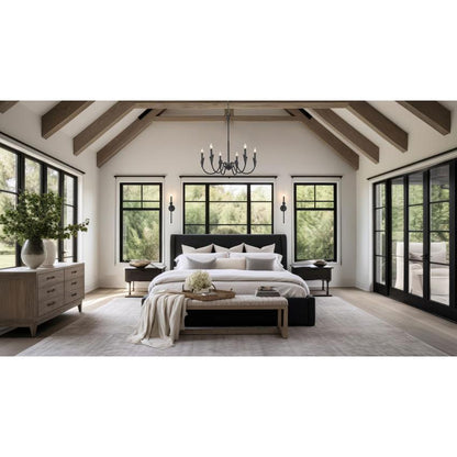 Z-Lite Claudelle 1-Light Candelabra Bulb Base Matte Black Steel Frame White Fabric Shade Wall Sconce