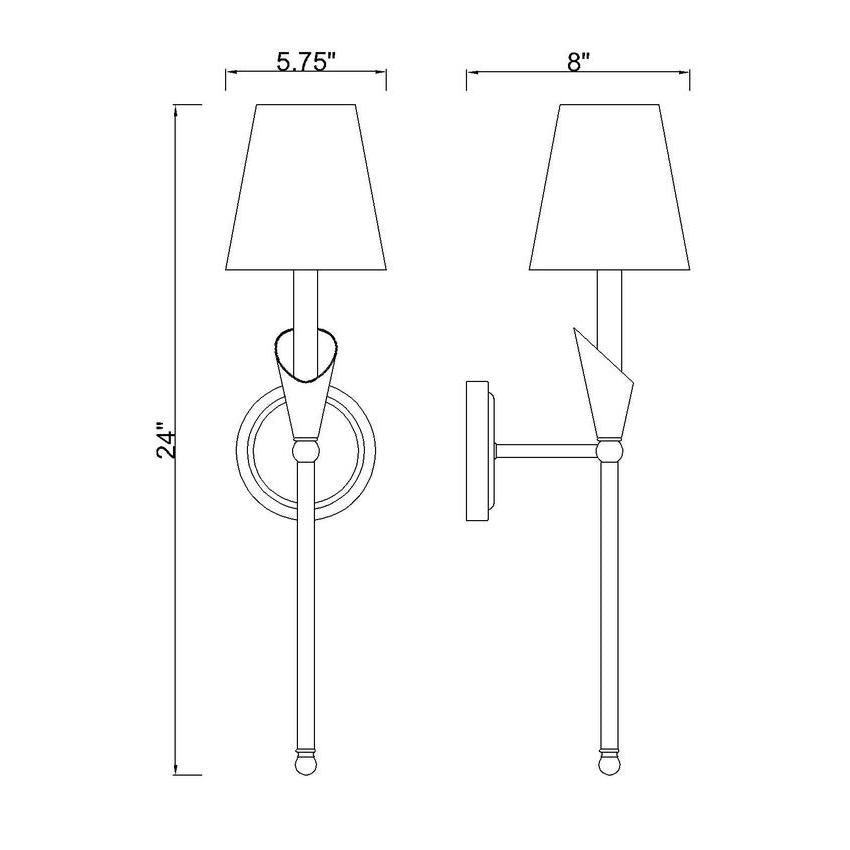 Z-Lite Claudelle 1-Light Candelabra Bulb Base Matte Black Steel Frame White Fabric Shade Wall Sconce