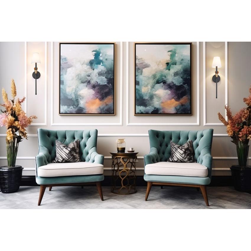 Z-Lite Claudelle 1-Light Candelabra Bulb Base Matte Black and Modern Gold Steel Frame White Fabric Shade Wall Sconce