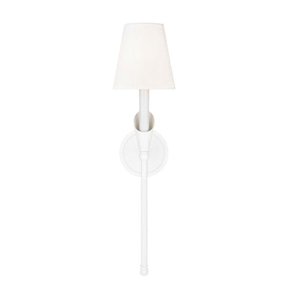 Z-Lite Claudelle 1-Light Candelabra Bulb Base Textured White Steel Frame White Fabric Shade Wall Sconce