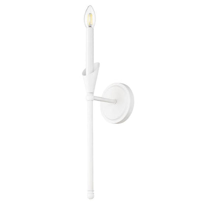 Z-Lite Claudelle 1-Light Candelabra Bulb Base Textured White Steel Frame White Fabric Shade Wall Sconce