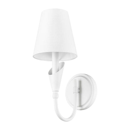 Z-Lite Claudelle 1-Light Candelabra Bulb Base Textured White Steel Frame White Fabric Shade Wall Sconce