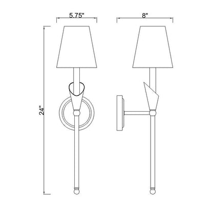 Z-Lite Claudelle 1-Light Candelabra Bulb Base Textured White Steel Frame White Fabric Shade Wall Sconce