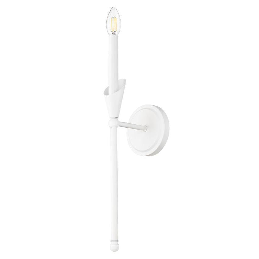 Z-Lite Claudelle 1-Light Candelabra Bulb Base Tundra White Steel Frame White Fabric Shade Wall Sconce