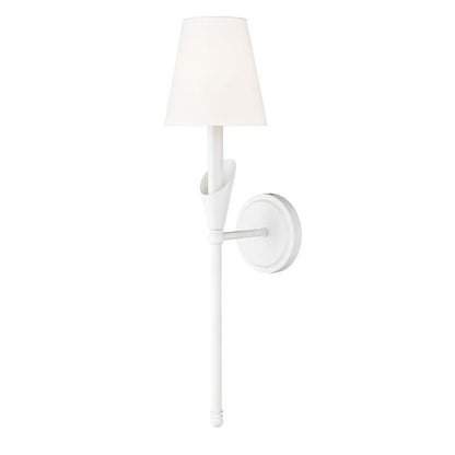 Z-Lite Claudelle 1-Light Candelabra Bulb Base Tundra White Steel Frame White Fabric Shade Wall Sconce