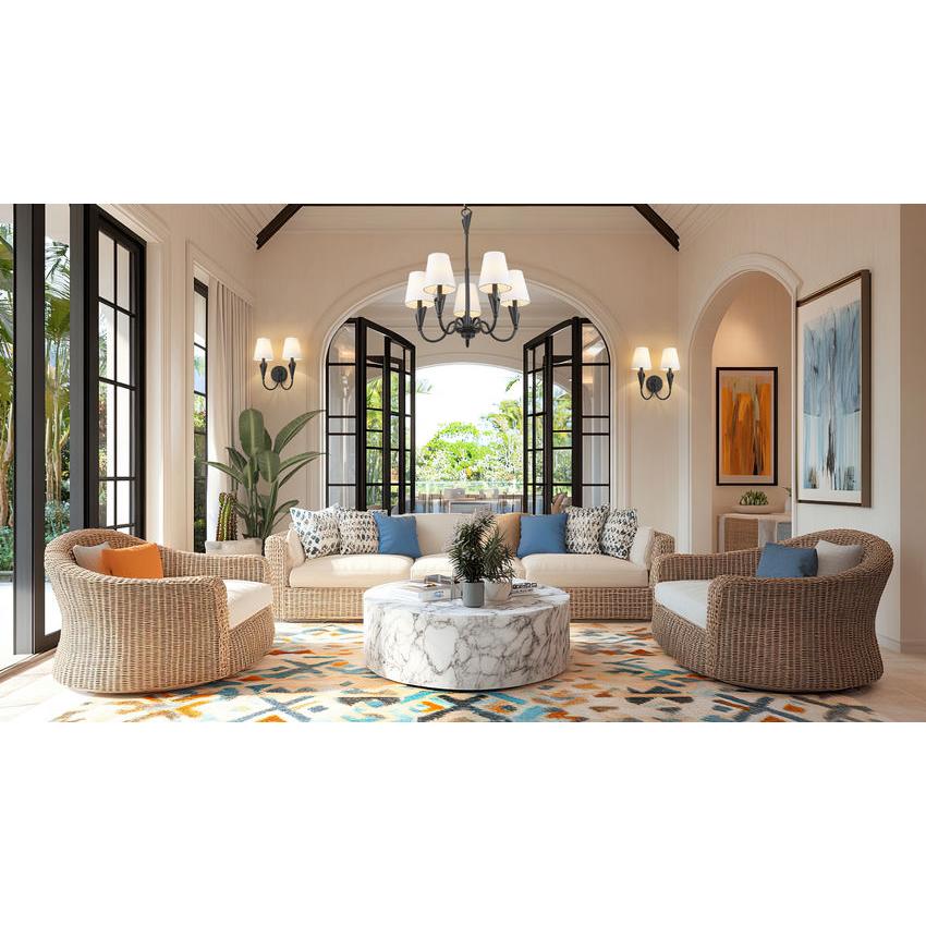 Z-Lite Claudelle 2-Light Candelabra Bulb Base Matte Black Steel Frame White Fabric Shade Wall Sconce