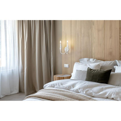 Z-Lite Claudelle 2-Light Candelabra Bulb Base Textured White Steel Frame White Fabric Shade Wall Sconce