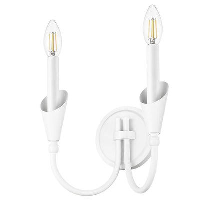 Z-Lite Claudelle 2-Light Candelabra Bulb Base Tundra White Steel Frame White Fabric Shade Wall Sconce