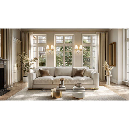 Z-Lite Claudelle 2-Light Candelabra Bulb Base Tundra White and Modern Gold Steel Frame White Fabric Shade Wall Sconce
