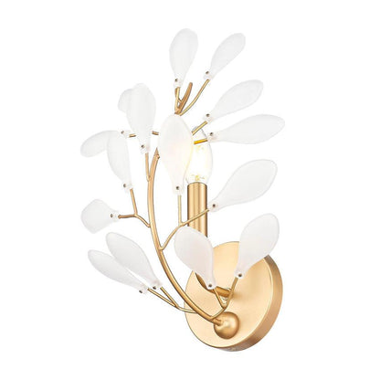 Z-Lite Claudine 10" 1-Light Modern Gold Steel Frame Frosted Glass Shade Wall Sconce