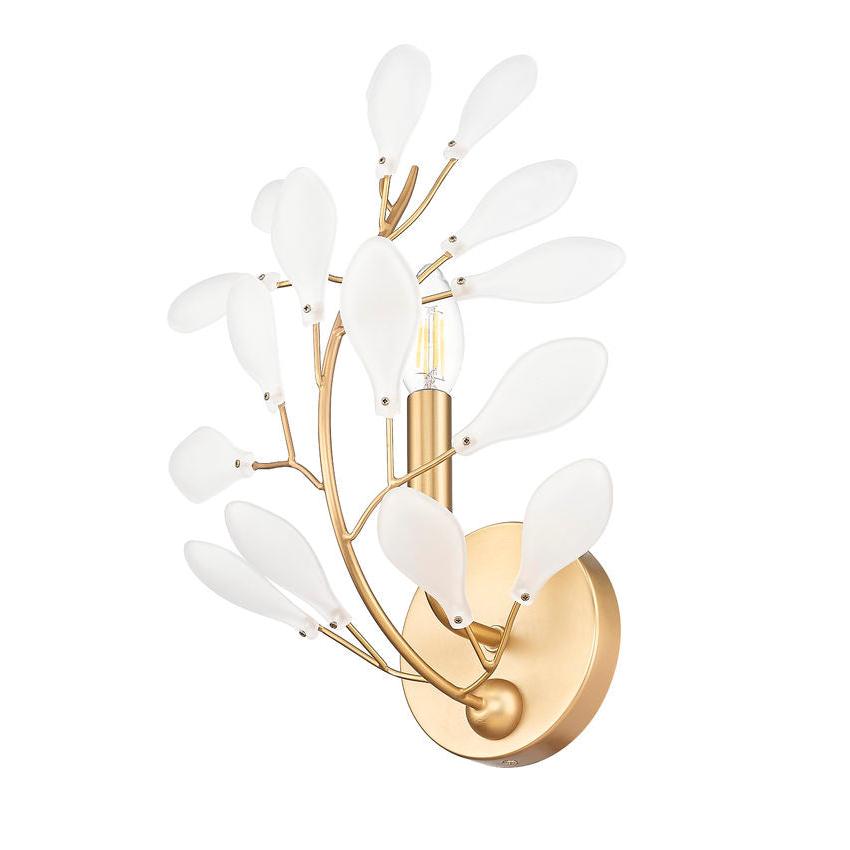 Z-Lite Claudine 10" 1-Light Modern Gold Steel Frame Frosted Glass Shade Wall Sconce