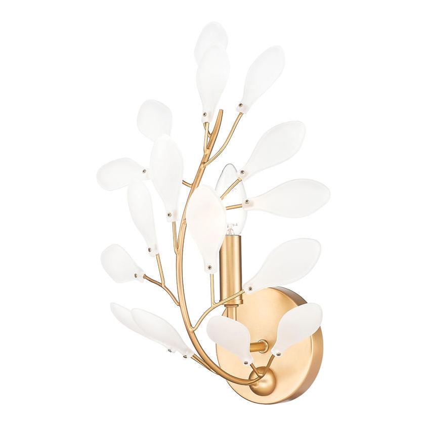 Z-Lite Claudine 10" 1-Light Modern Gold Steel Frame Frosted Glass Shade Wall Sconce