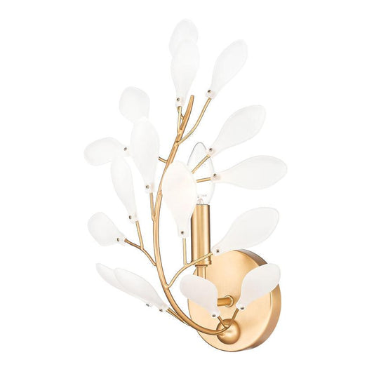 Z-Lite Claudine 10" 1-Light Modern Gold Steel Frame Frosted Glass Shade Wall Sconce