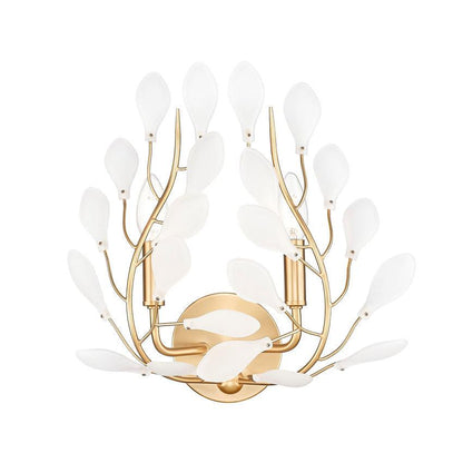Z-Lite Claudine 15" 2-Light Modern Gold Steel Frame Frosted Glass Shade Wall Sconce