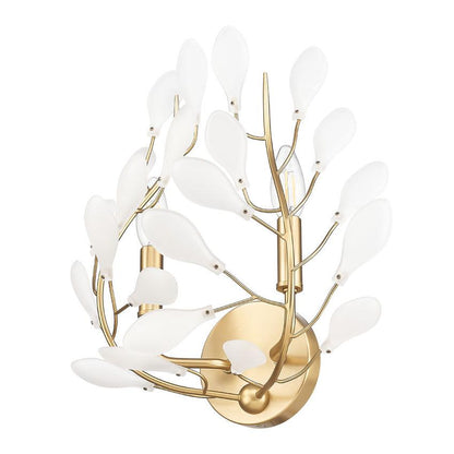 Z-Lite Claudine 15" 2-Light Modern Gold Steel Frame Frosted Glass Shade Wall Sconce
