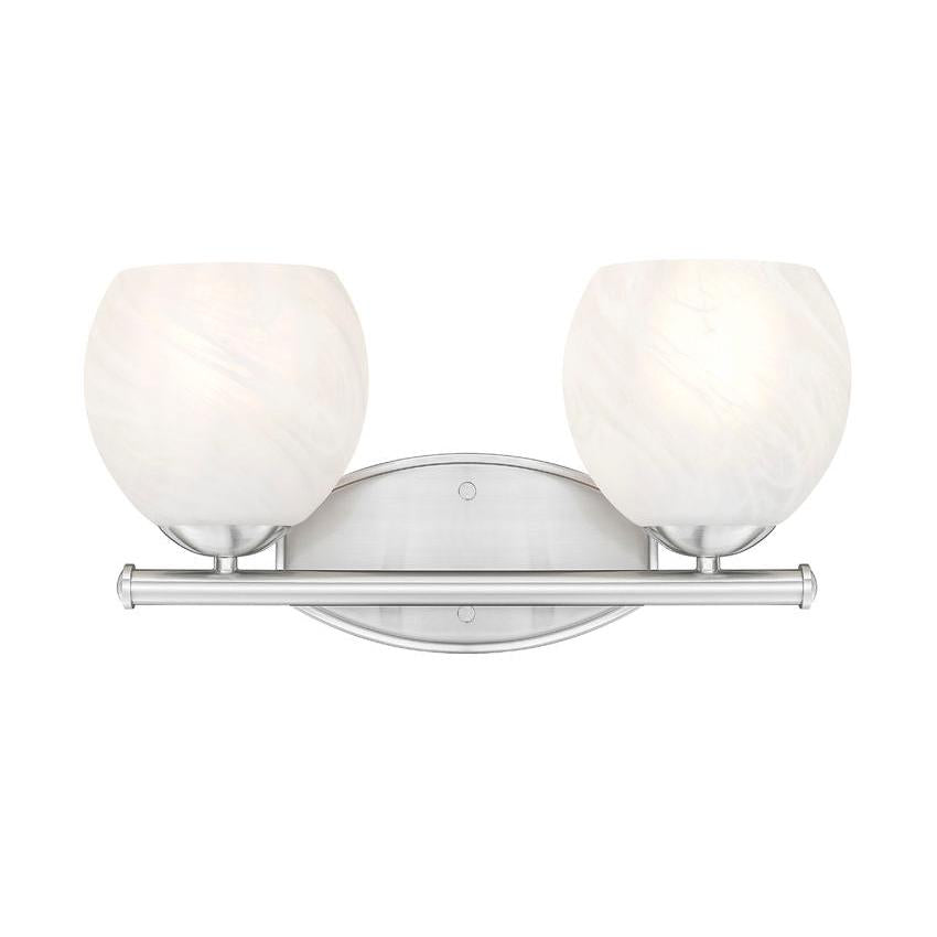 Z-Lite Colette 16" 2-Light Brushed Nickel Steel Frame Feathered White Glass Shade Vanity Light