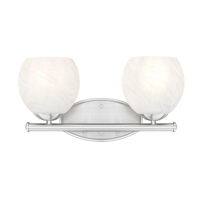 Z-Lite Colette 16" 2-Light Brushed Nickel Steel Frame Feathered White Glass Shade Vanity Light