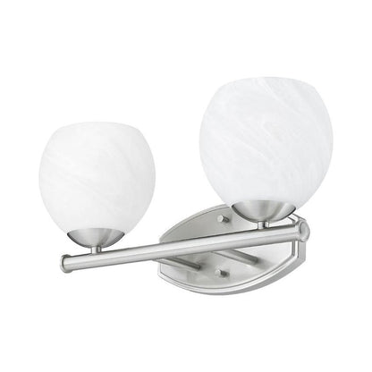 Z-Lite Colette 16" 2-Light Brushed Nickel Steel Frame Feathered White Glass Shade Vanity Light