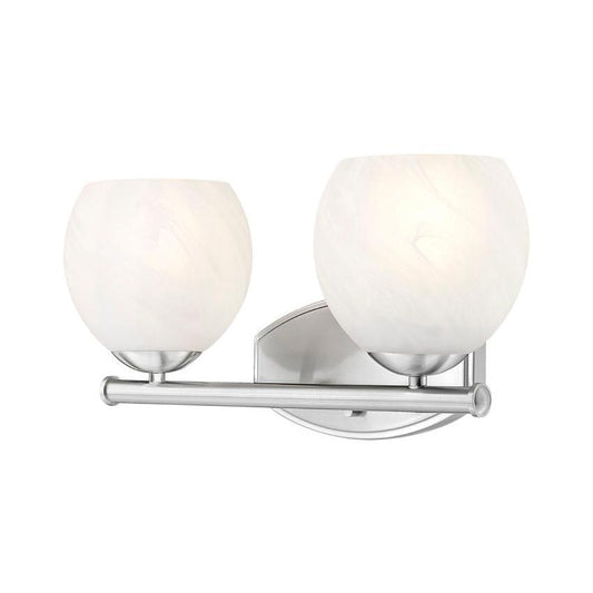 Z-Lite Colette 16" 2-Light Brushed Nickel Steel Frame Feathered White Glass Shade Vanity Light