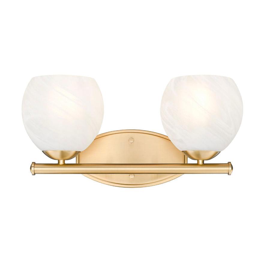Z-Lite Colette 16" 2-Light Modern Gold Steel Frame Feathered White Glass Shade Vanity Light