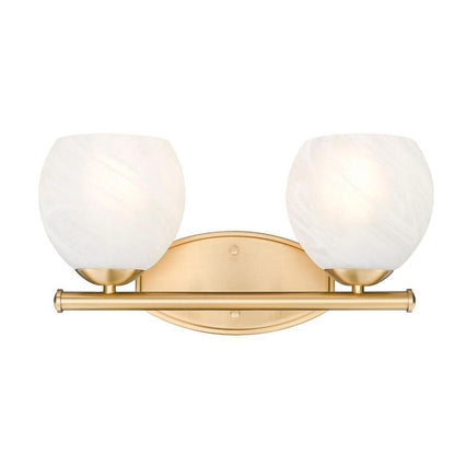 Z-Lite Colette 16" 2-Light Modern Gold Steel Frame Feathered White Glass Shade Vanity Light