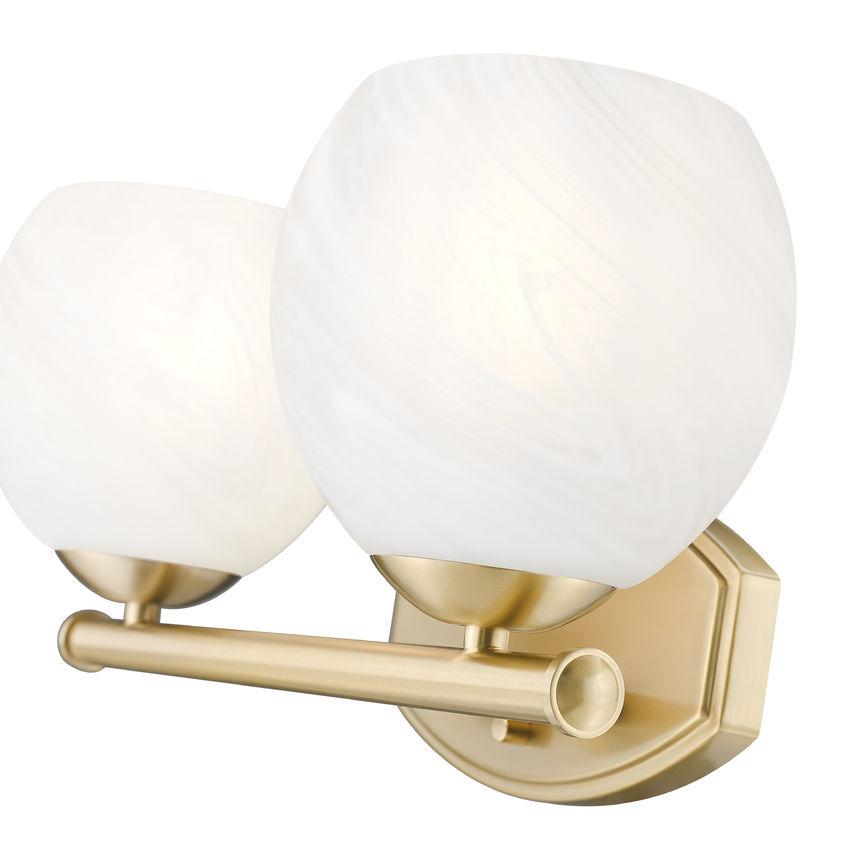 Z-Lite Colette 16" 2-Light Modern Gold Steel Frame Feathered White Glass Shade Vanity Light