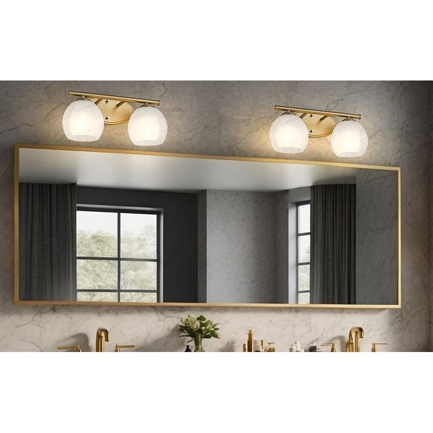 Z-Lite Colette 16" 2-Light Modern Gold Steel Frame Feathered White Glass Shade Vanity Light