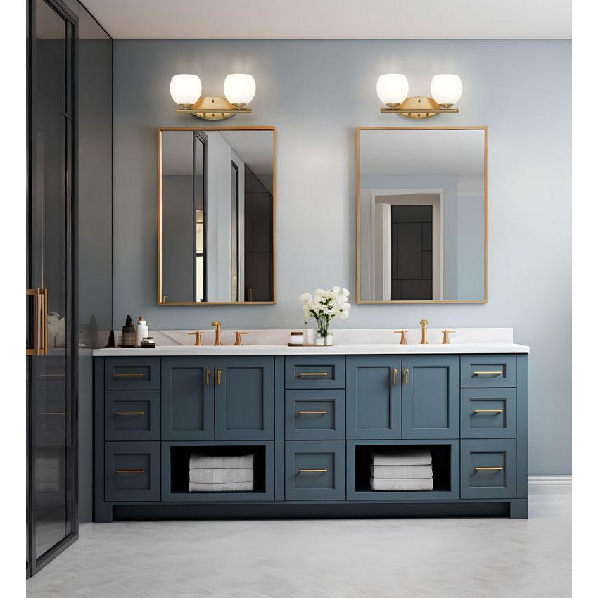 Z-Lite Colette 16" 2-Light Modern Gold Steel Frame Feathered White Glass Shade Vanity Light