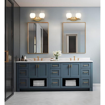 Z-Lite Colette 16" 2-Light Modern Gold Steel Frame Feathered White Glass Shade Vanity Light