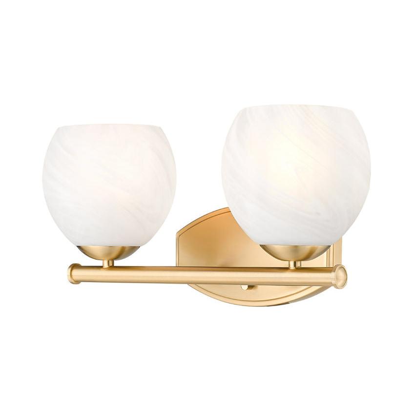 Z-Lite Colette 16" 2-Light Modern Gold Steel Frame Feathered White Glass Shade Vanity Light