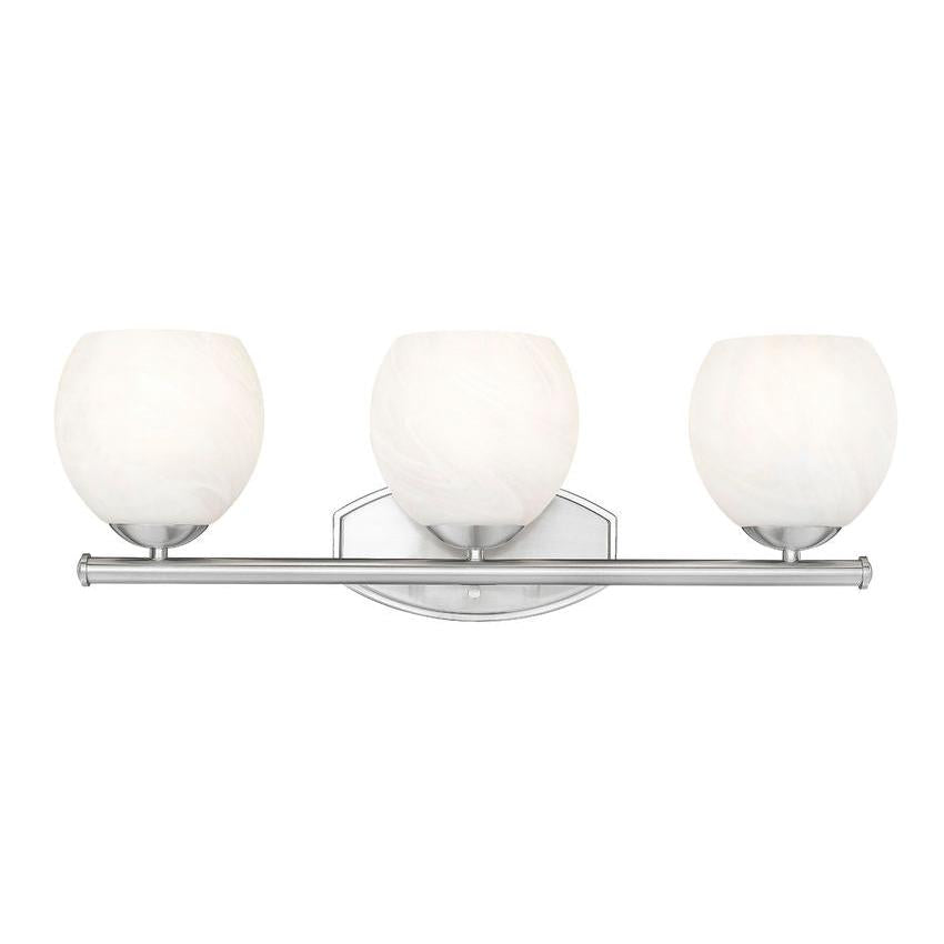 Z-Lite Colette 24" 3-Light Brushed Nickel Steel Frame Feathered White Glass Shade Vanity Light