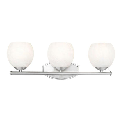 Z-Lite Colette 24" 3-Light Brushed Nickel Steel Frame Feathered White Glass Shade Vanity Light