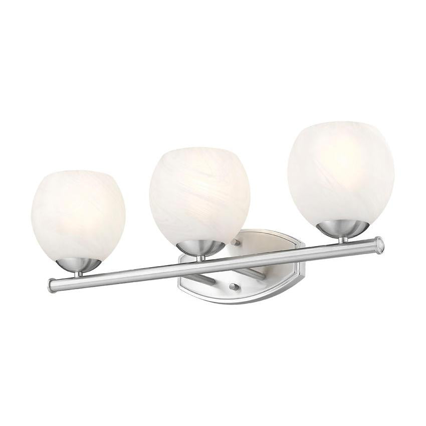 Z-Lite Colette 24" 3-Light Brushed Nickel Steel Frame Feathered White Glass Shade Vanity Light
