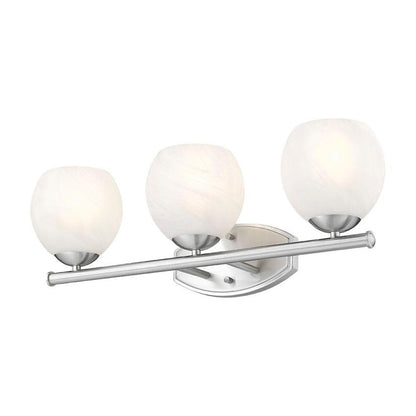 Z-Lite Colette 24" 3-Light Brushed Nickel Steel Frame Feathered White Glass Shade Vanity Light