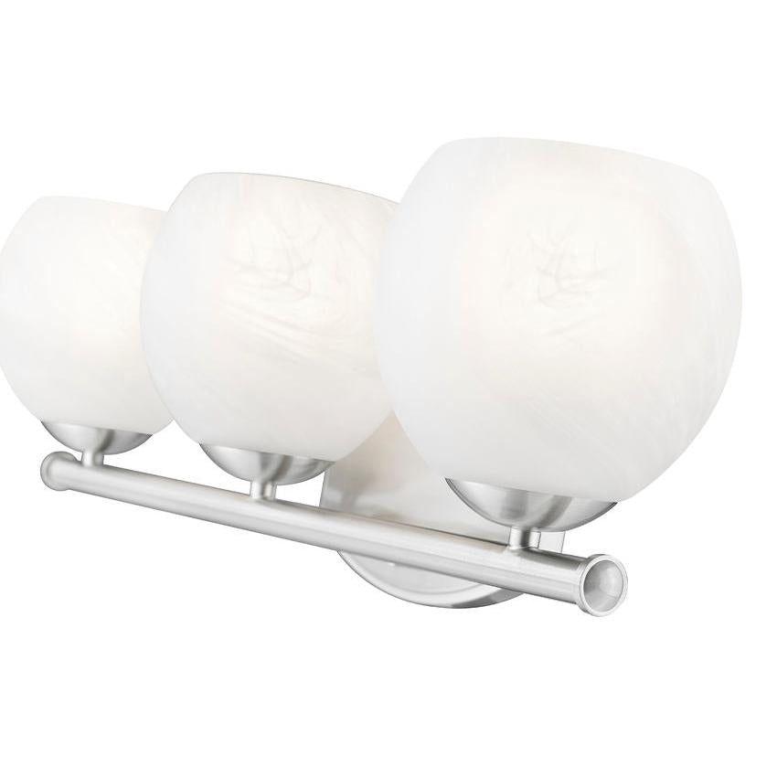 Z-Lite Colette 24" 3-Light Brushed Nickel Steel Frame Feathered White Glass Shade Vanity Light