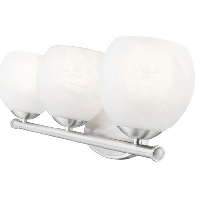 Z-Lite Colette 24" 3-Light Brushed Nickel Steel Frame Feathered White Glass Shade Vanity Light