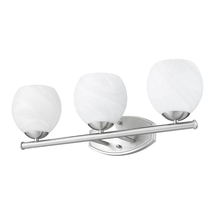 Z-Lite Colette 24" 3-Light Brushed Nickel Steel Frame Feathered White Glass Shade Vanity Light