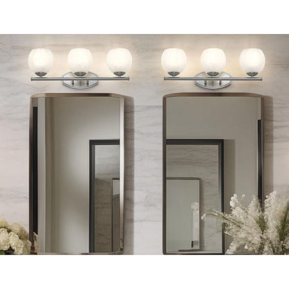 Z-Lite Colette 24" 3-Light Brushed Nickel Steel Frame Feathered White Glass Shade Vanity Light