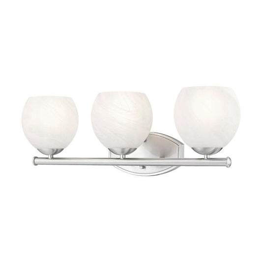 Z-Lite Colette 24" 3-Light Brushed Nickel Steel Frame Feathered White Glass Shade Vanity Light