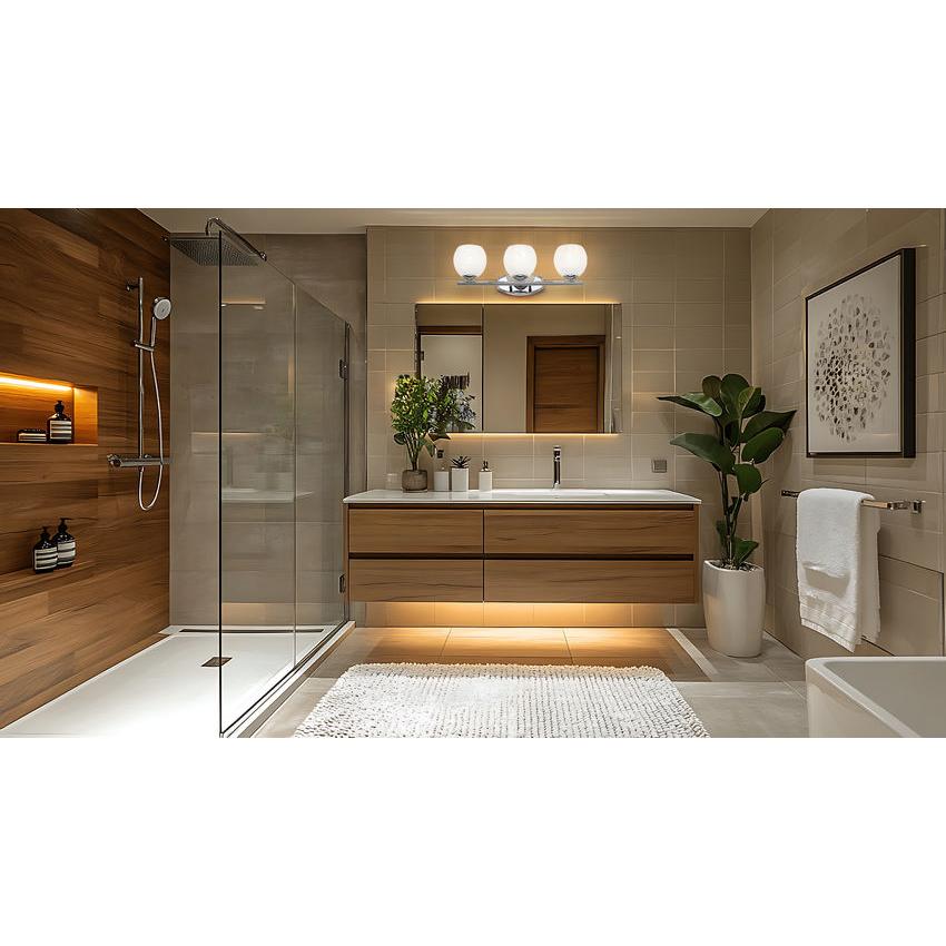 Z-Lite Colette 24" 3-Light Chrome Steel Frame Feathered White Glass Shade Vanity Light