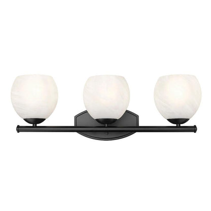 Z-Lite Colette 24" 3-Light Matte Black Steel Frame Feathered White Glass Shade Vanity Light