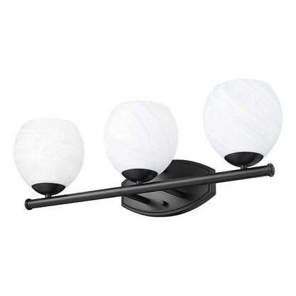 Z-Lite Colette 24" 3-Light Matte Black Steel Frame Feathered White Glass Shade Vanity Light