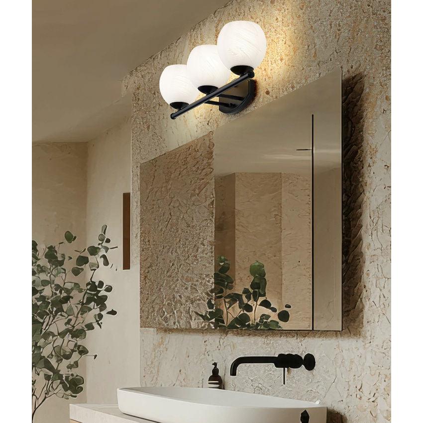 Z-Lite Colette 24" 3-Light Matte Black Steel Frame Feathered White Glass Shade Vanity Light