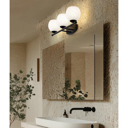 Z-Lite Colette 24" 3-Light Matte Black Steel Frame Feathered White Glass Shade Vanity Light