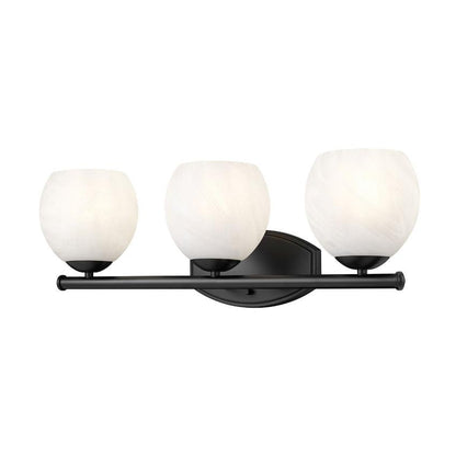 Z-Lite Colette 24" 3-Light Matte Black Steel Frame Feathered White Glass Shade Vanity Light