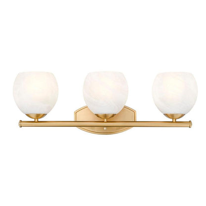 Z-Lite Colette 24" 3-Light Modern Gold Steel Frame Feathered White Glass Shade Vanity Light