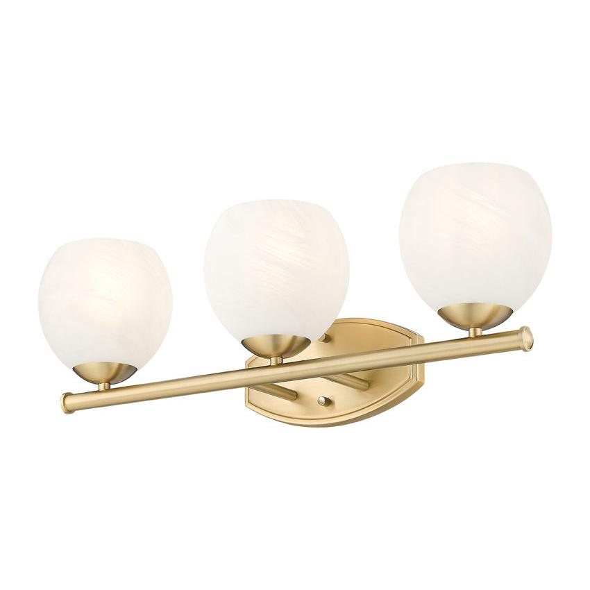 Z-Lite Colette 24" 3-Light Modern Gold Steel Frame Feathered White Glass Shade Vanity Light
