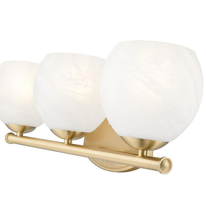Z-Lite Colette 24" 3-Light Modern Gold Steel Frame Feathered White Glass Shade Vanity Light